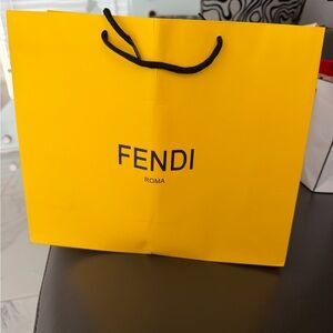Fendi Yellow Shopping Bag with Black Rope Handles